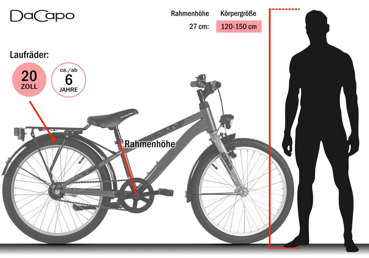 Dacapo Kinderfahrrad Bobby Blau - Blau, Basics, Metall (25/140/60cm)