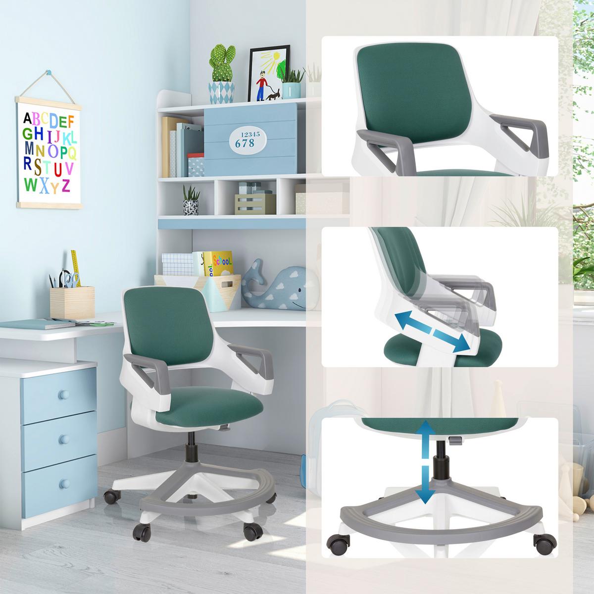 Jugenddrehstuhl Kid Flex Petrol B: 53 cm - Petrol/Weiß, MODERN, Kunststoff/Textil (53/80 - 93/60cm) - MID.YOU