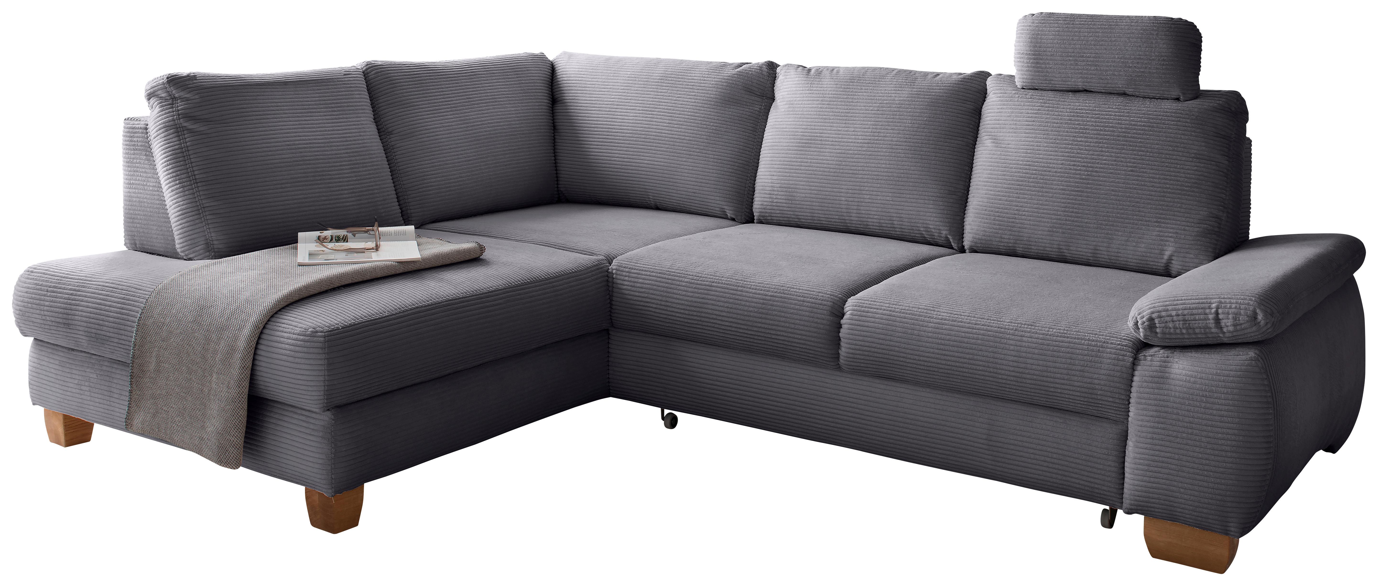 Eckschlafsofa Positano Dunkelgrau S: 206x261 cm - Wildeiche/Dunkelgrau, MODERN, Textil (206/261cm) - Livetastic