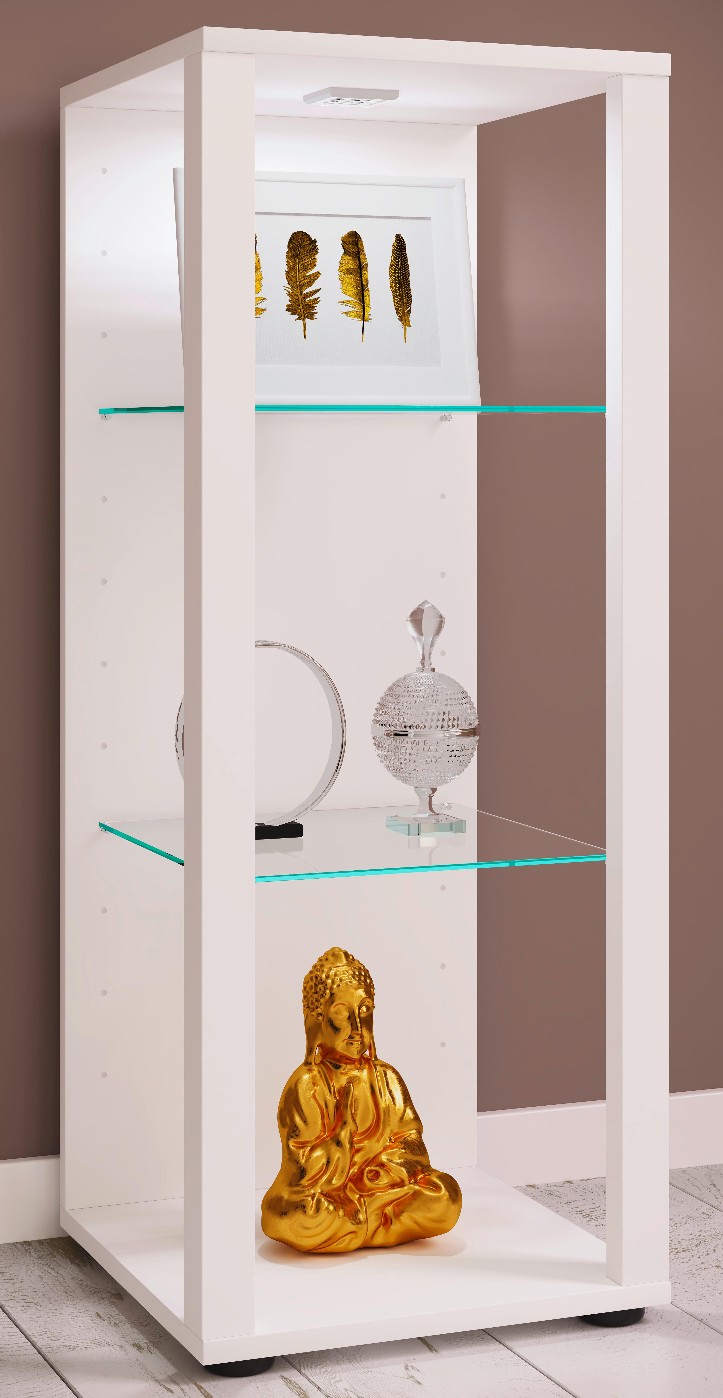 Vitrine Glasol M B: 35 cm Weiß - Schwarz/Weiß, MODERN, Glas/Holzwerkstoff (35/90/35cm) - MID.YOU