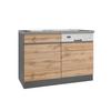 Spülenschrank Mit Spüle Turin B: 120 cm Graphit/Eiche Dekor - Eiche Wotan/Graphitfarben, Design, Holzwerkstoff (120/86/60cm) - Held