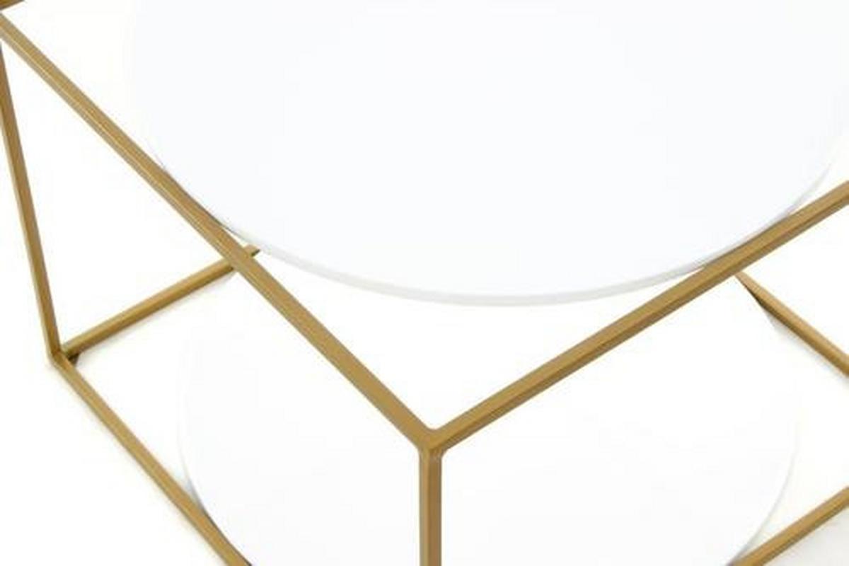 Beistelltisch In Würfelform Cody, Gold/Weiß - Goldfarben/Weiß, Basics, Glas/Metall (50/50/36cm) - Kayoom