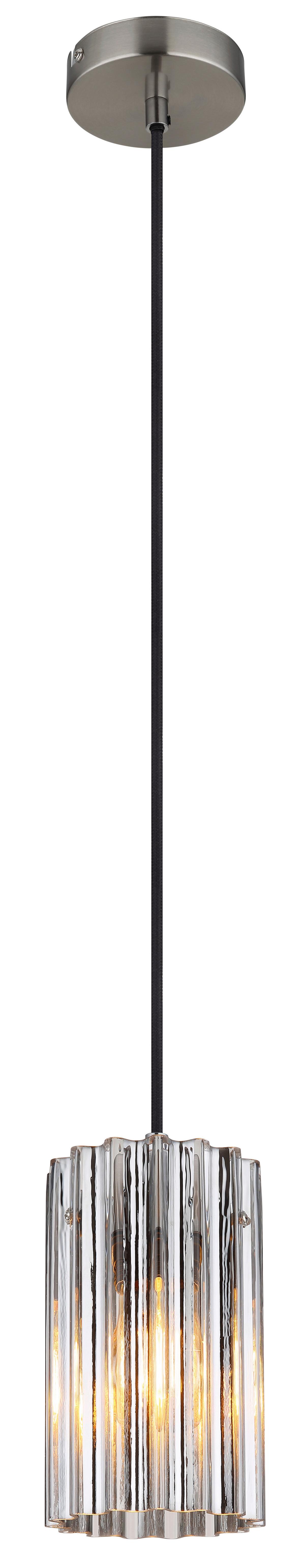 Hängeleuchte Klar Nickelfarben D: 11,5 cm - Klar/Nickelfarben, Design, Glas/Metall (11.5/120cm) - Globo