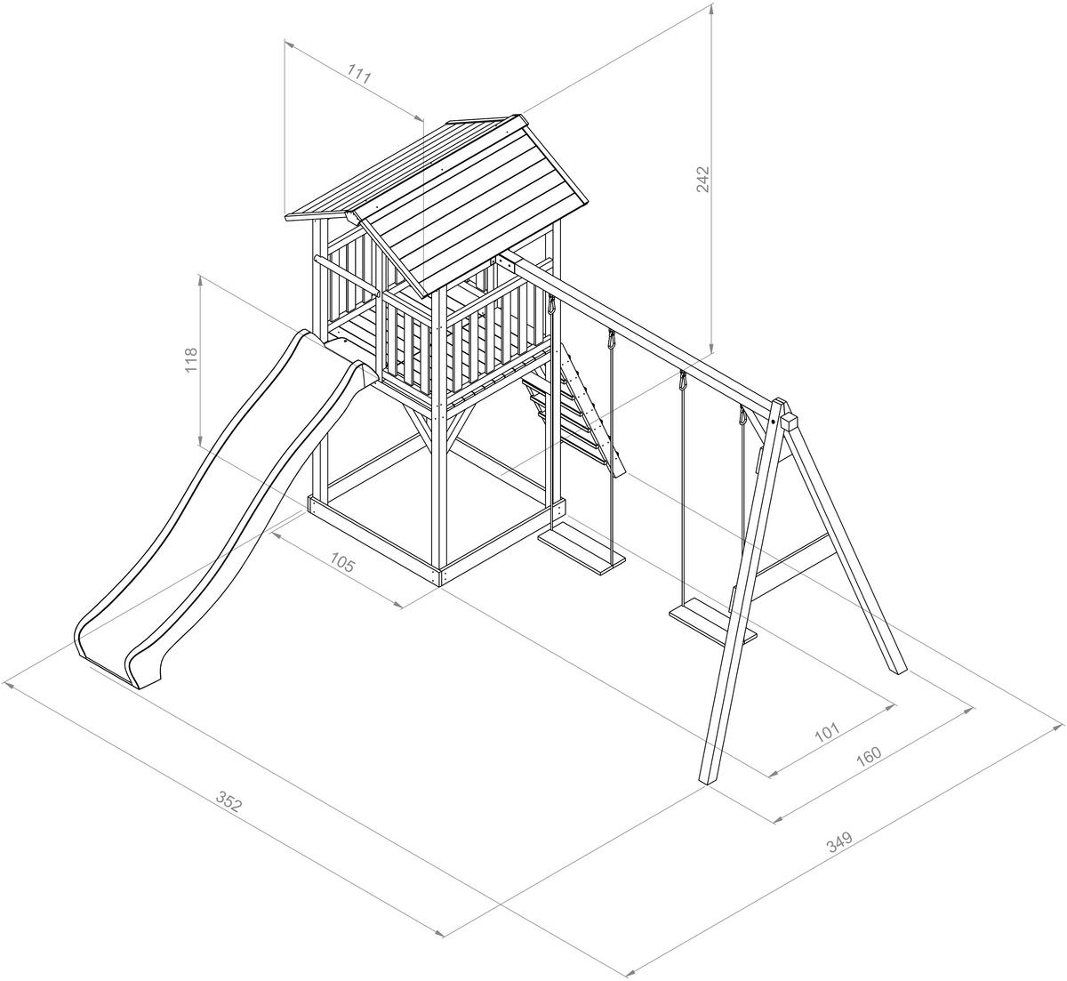 Spielturm Sunny Beach Tower Ds Schaukeln, Rutsche, Sandkiste - Blau/Weiß, MODERN, Holz (349/242/350cm) - Ambia Garden