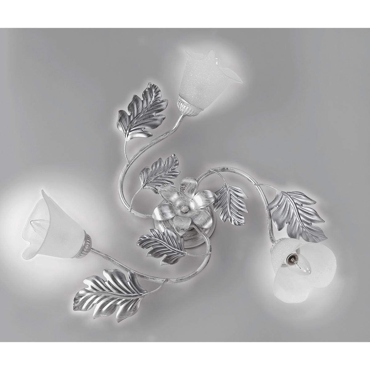 Deckenleuchte 4836/Pl3 - Silberfarben/Weiß, KONVENTIONELL, Glas/Metall (60/20cm)