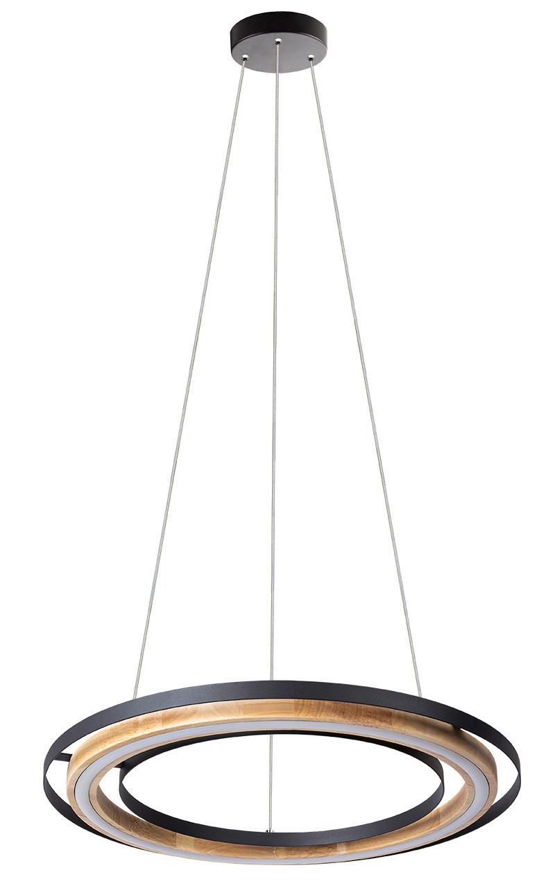 Led-hängeleuchte 32375608x Rilas - Eichefarben/Schwarz, Design, Holz/Metall (56,5/150cm) - Globo