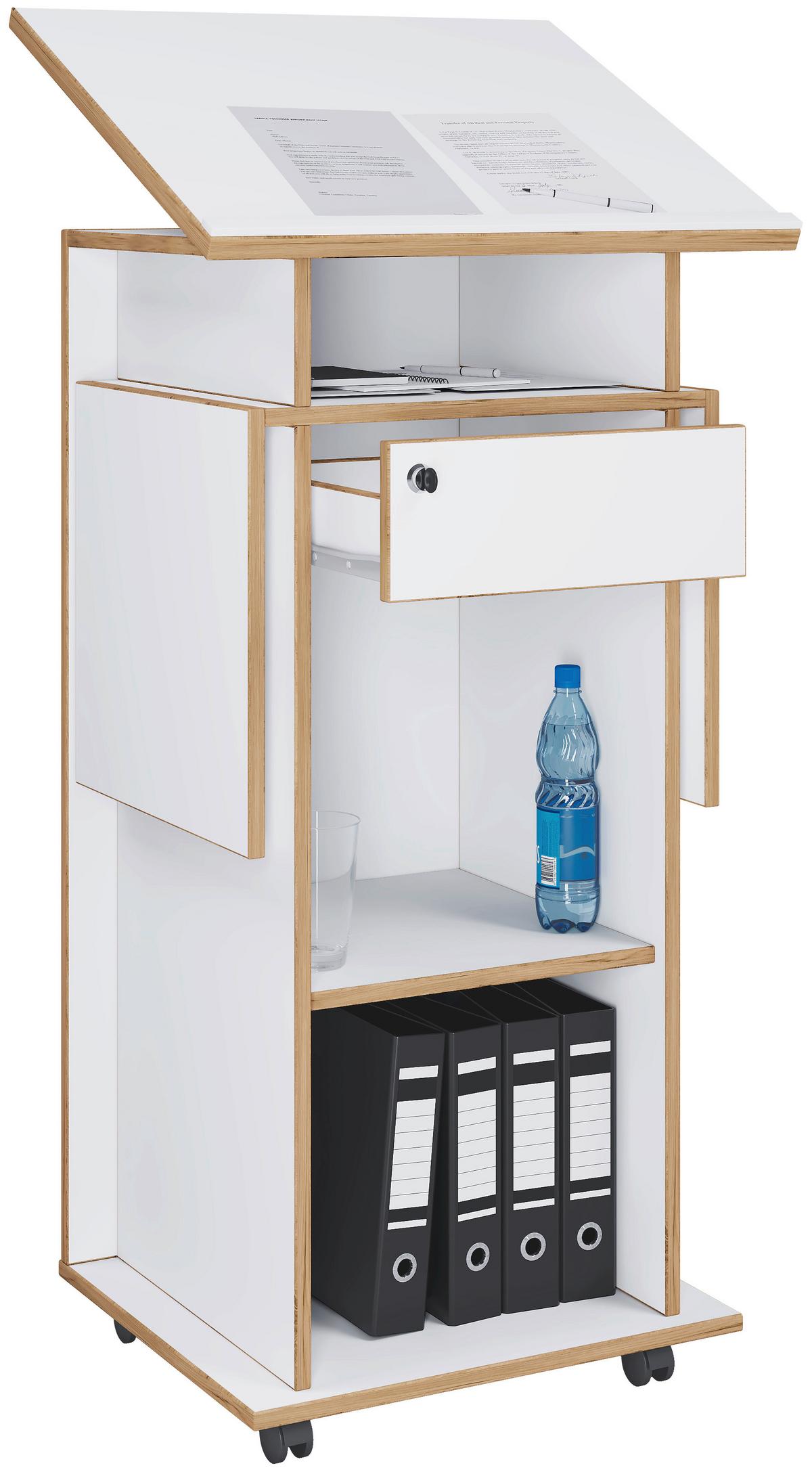 Stehpult Salia Weiß, Honigeiche B: 123 Cm - Honigeiche/Weiß, Design, Holzwerkstoff (123/128/44cm) - MID.YOU