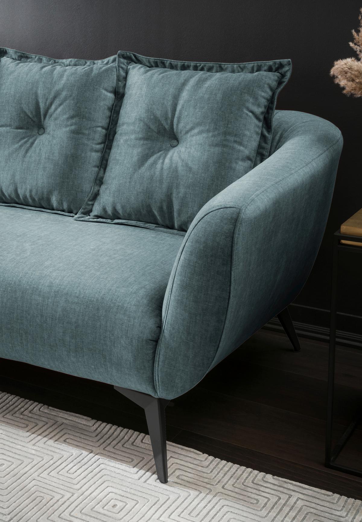 3-Sitzer-Sofa Baggio mit Kissen Blau/Grün - Blau/Multicolor, MODERN, Holz/Textil (236/94/103cm) - Livetastic