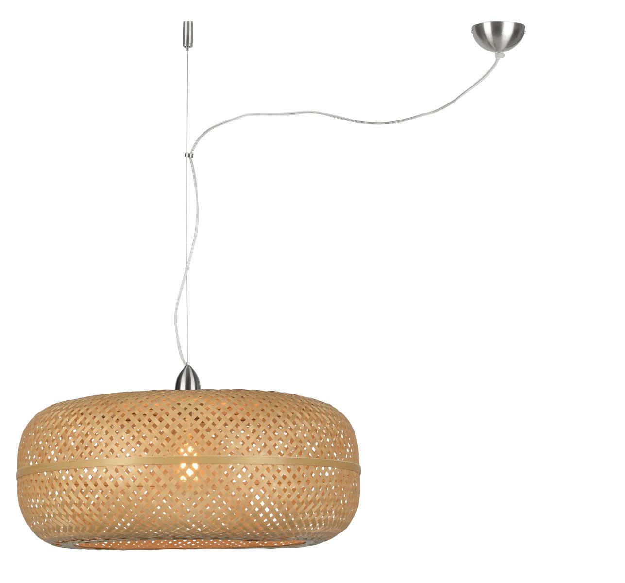 Hängeleuchte Palawan H: 378 cm 1-Flammig höhenverstellbar - Chromfarben/Braun, Design, Naturmaterialien/Kunststoff (63/378cm) - Good & Mojo