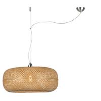 Hängeleuchte Palawan H: 378 cm 1-Flammig höhenverstellbar - Chromfarben/Braun, Design, Naturmaterialien/Kunststoff (63/378cm) - Good & Mojo