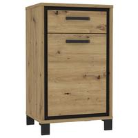 Schuhschrank Trondheim Eiche Dekor m. Schublade B: 54,4 cm - Eichefarben/Schwarz, Basics, Holzwerkstoff/Kunststoff (54,4/90,9/41,5cm) - Livetastic