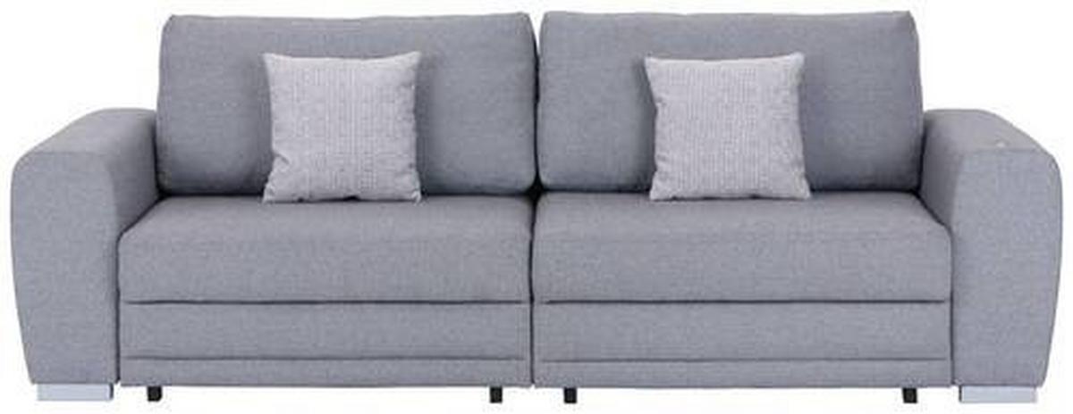 Big Sofa Concord Schlaffunktion B: 252 cm Grau - Chromfarben/Grau, Design, Textil (252/87/107cm) - Ondega