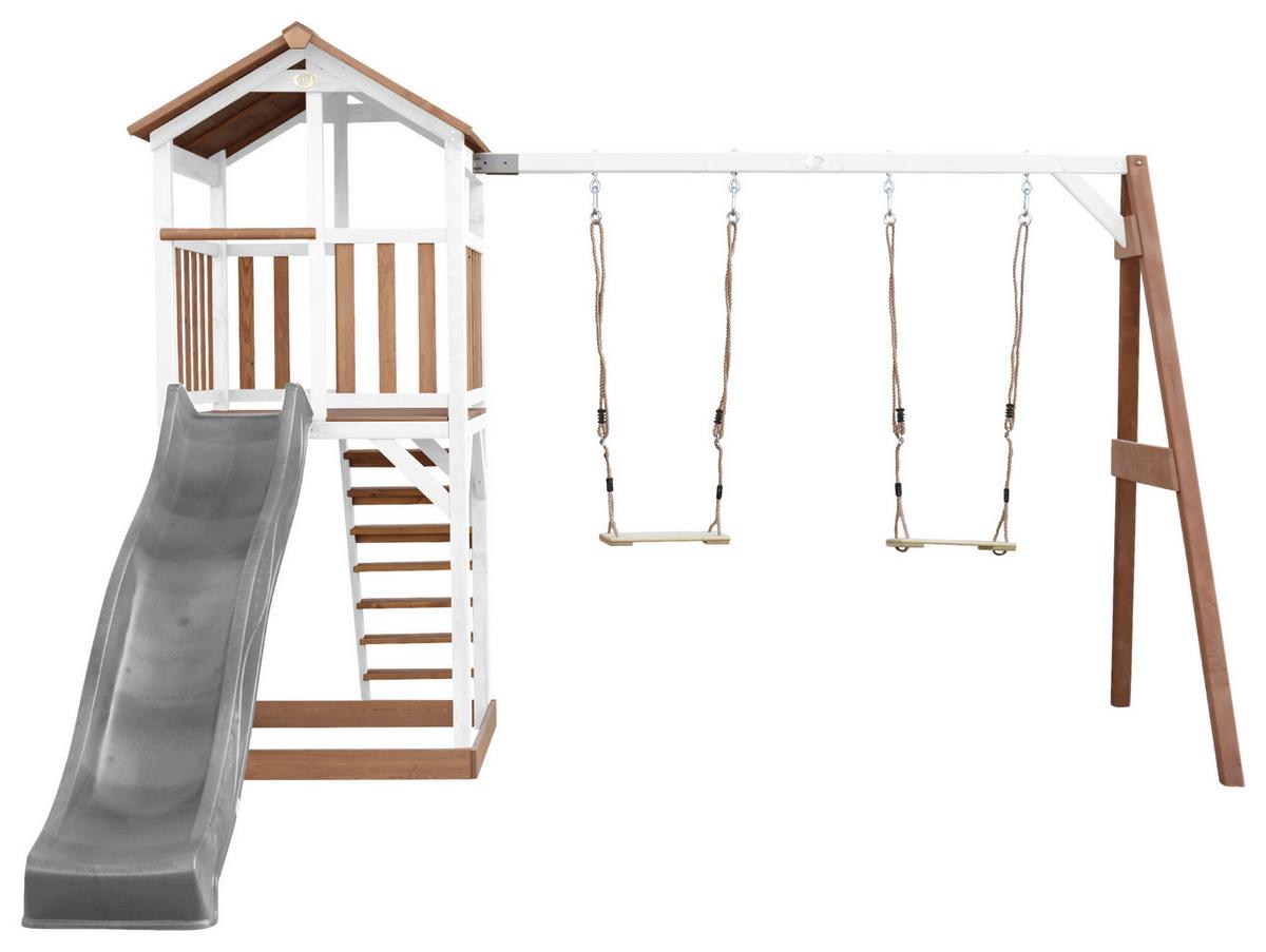 Spielturm A025.122.81 - Braun/Weiß, KONVENTIONELL, Holz/Kunststoff (356,6/241,9/349cm) - Ambia Garden
