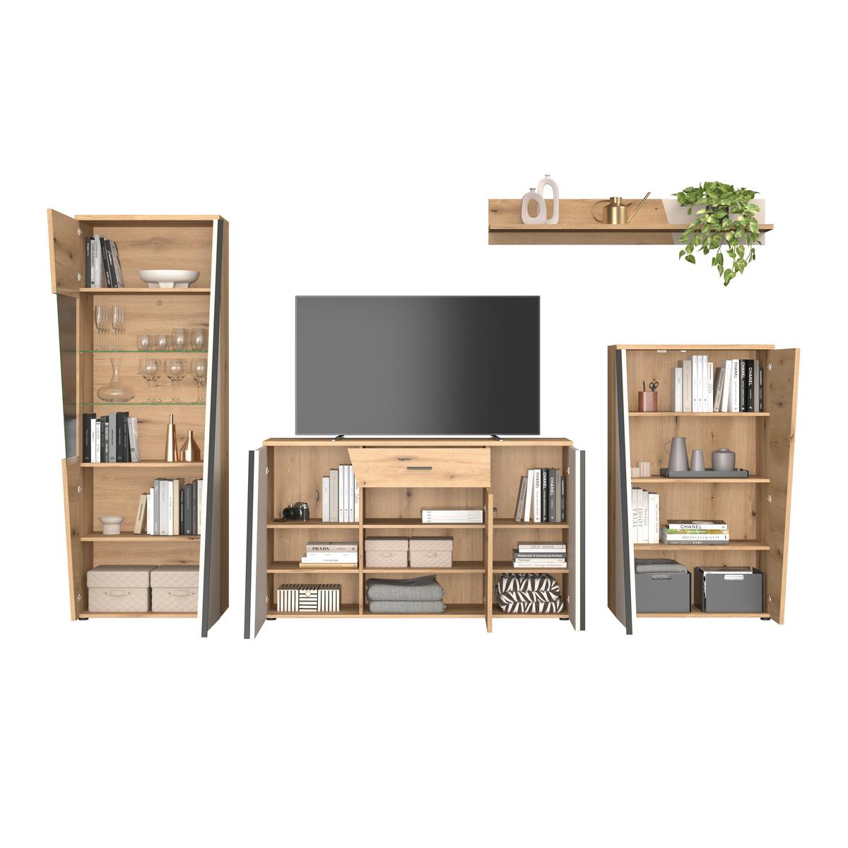 Sideboard Venedig NEW Eichefarben/Kaschmir B: 150 cm - Kaschmir/Eichefarben, MODERN, Holzwerkstoff (150/87/40cm)