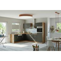 Eckküche Winkelblock Mit Geräte 270x210 Cm Anthrazit - Anthrazit/Eiche Wotan, MODERN, Holzwerkstoff (210/270cm) - Held