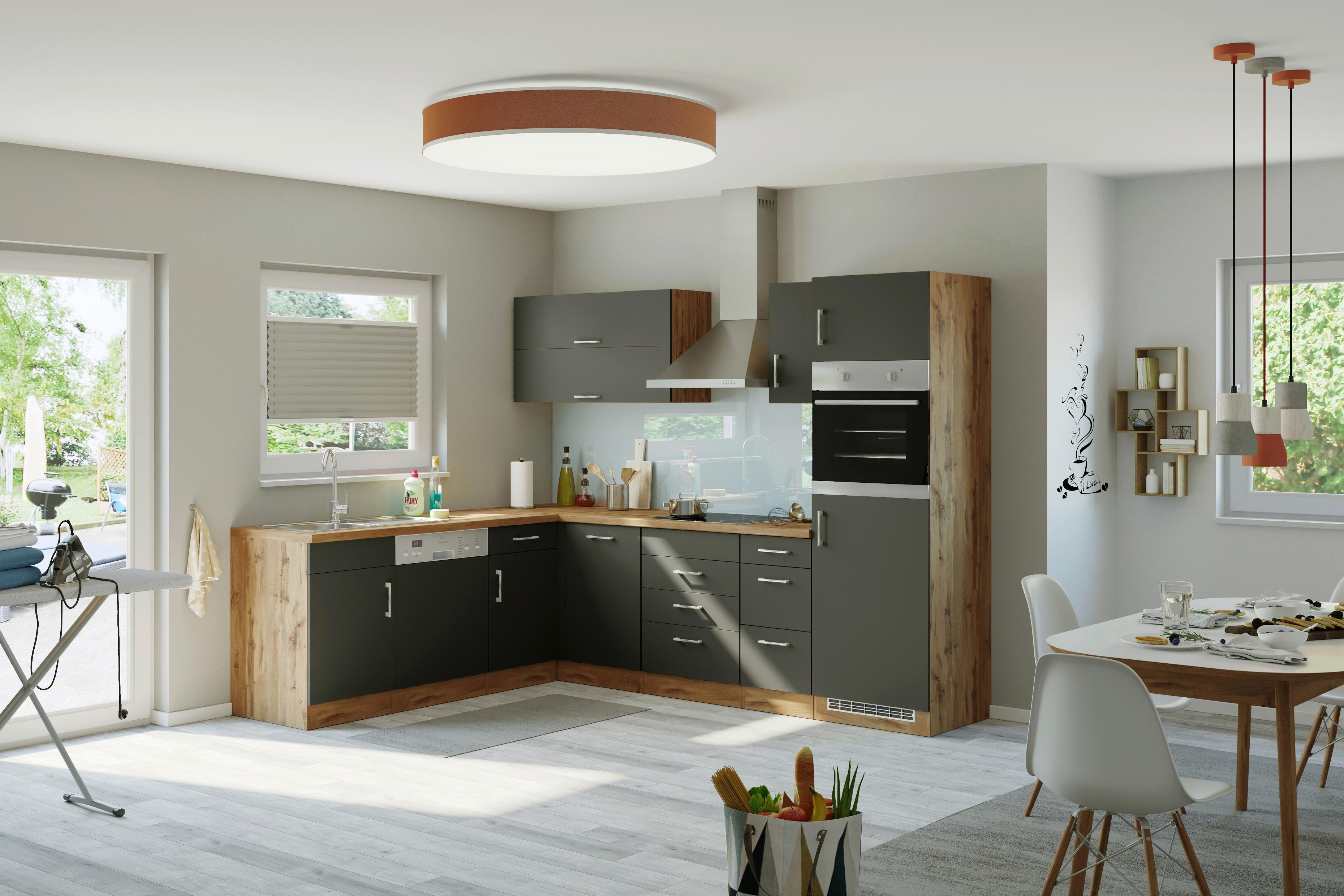 Eckküche Winkelblock ohne Geräte 270x210 cm Anthrazit