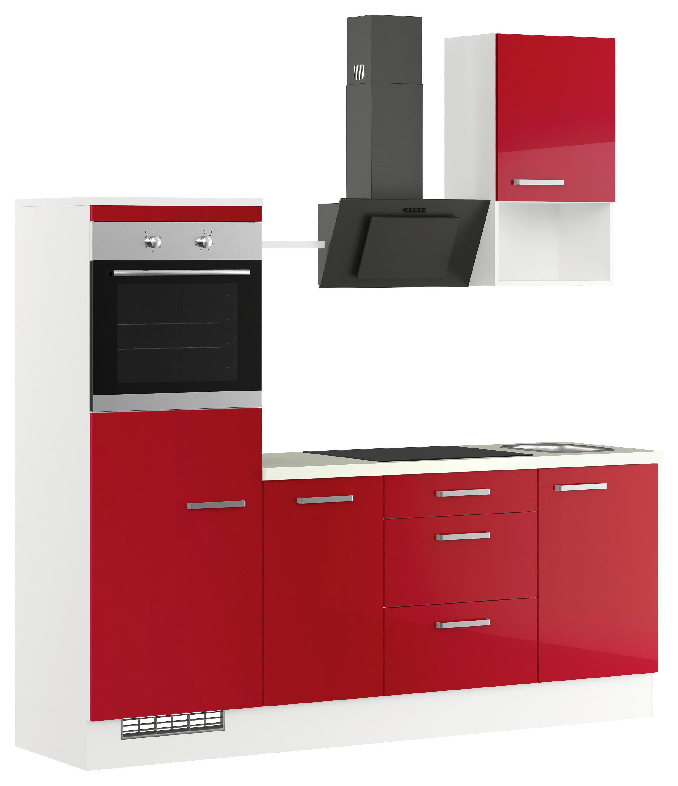Küchenleerblock Ip4050 - Rot/Weiß, Design, Holzwerkstoff (215cm) - Impuls