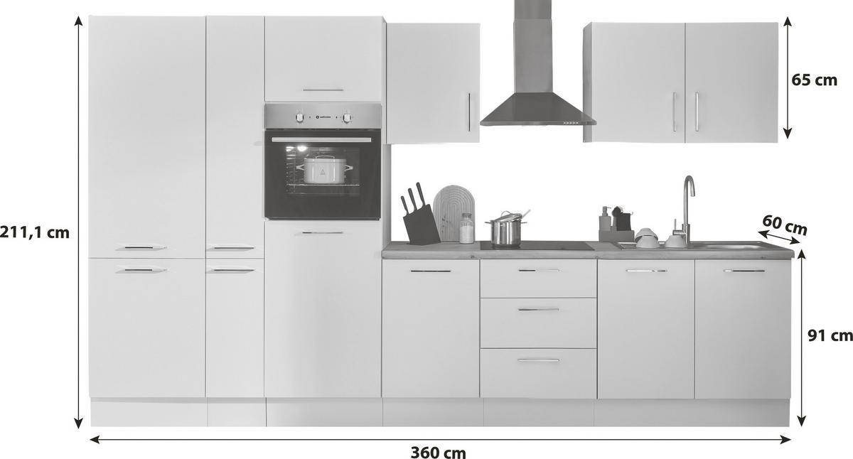 Küchenblock Turin Weiß/eiche Dekor B: 360 Cm - Weiß/Eiche Artisan, Basics, Holzwerkstoff (360cm) - P & B