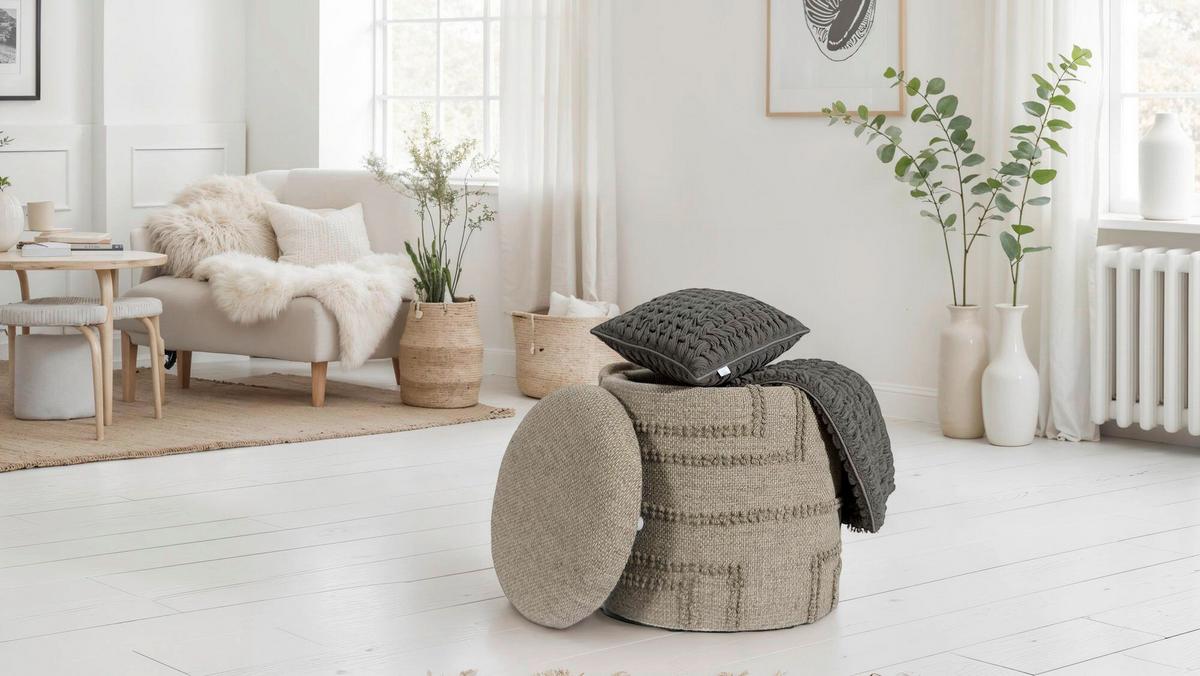 Hocker Braun B: 40cm - Braun, Design, Textil (40/45/40cm) - MID.YOU