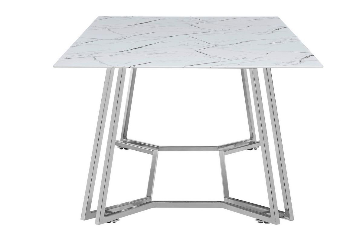 Couchtisch Weiß, Chromfarben L: 110 Cm - Chromfarben/Weiß, Design, Glas/Metall (110/60/40cm) - Livetastic