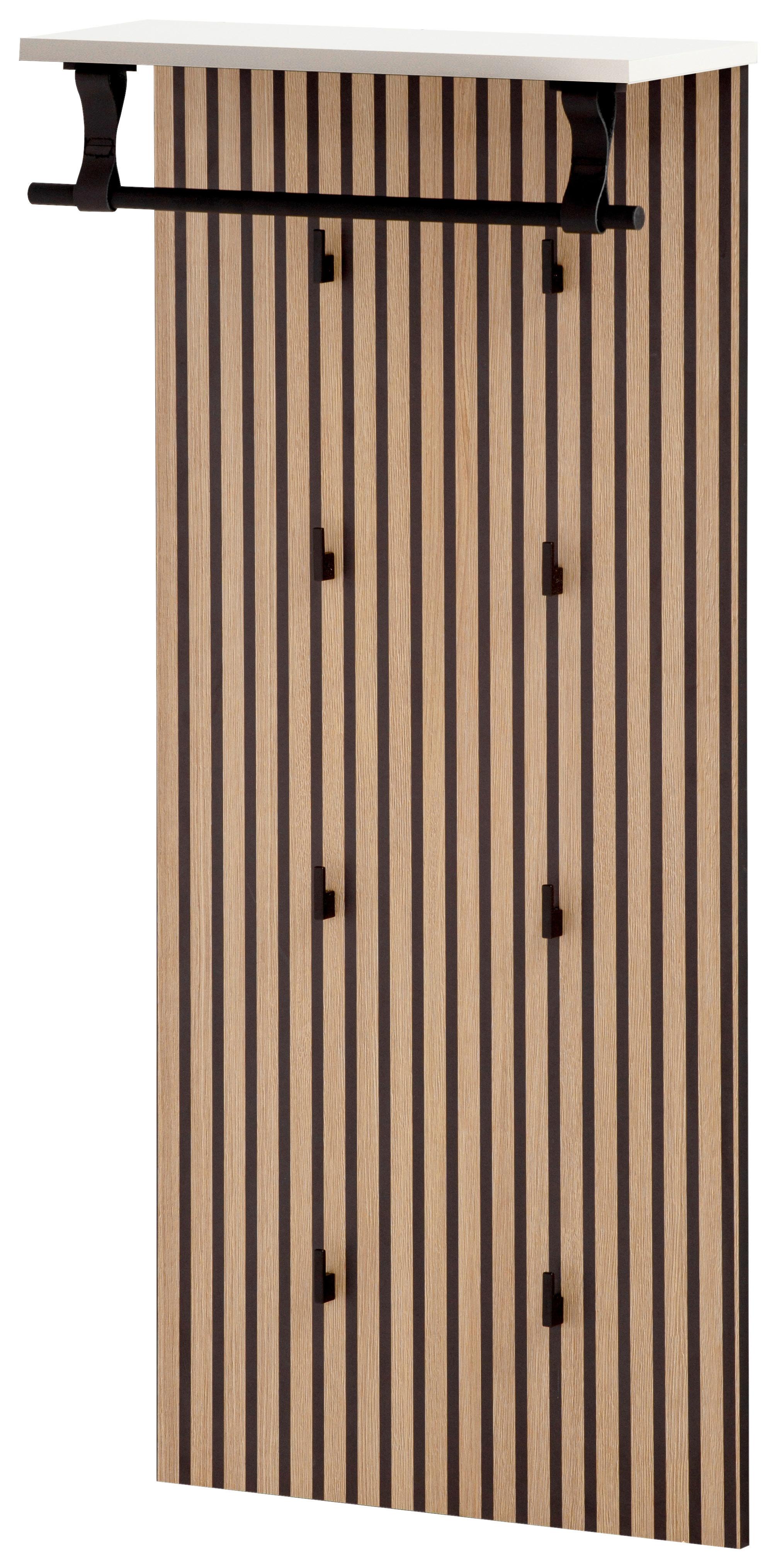 Garderobenpaneel Loft 500 Mattweiß/Akustik - Eichefarben/Schwarz, Design, Holzwerkstoff (50/110,6/20,9cm) - MID.YOU