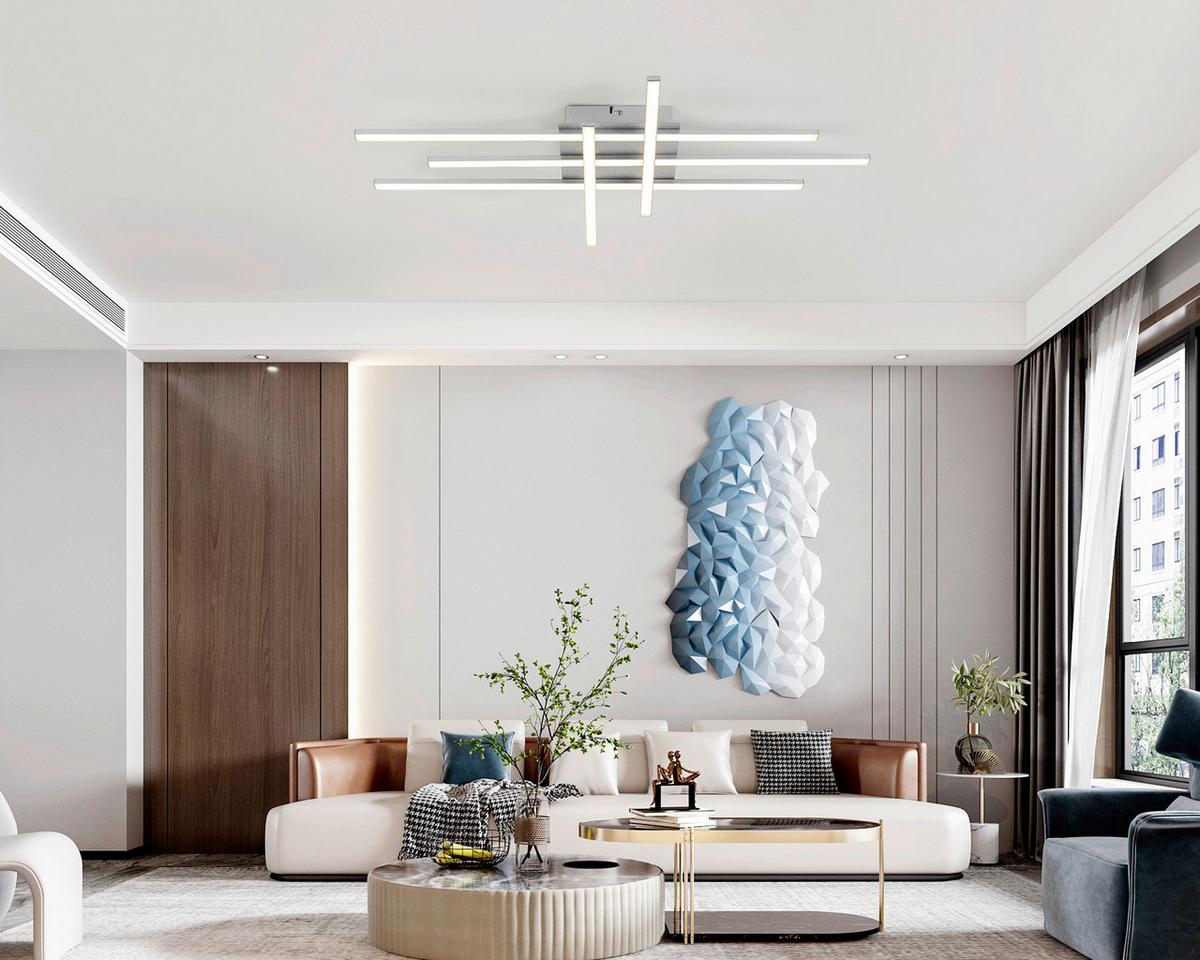 LED-Deckenleuchte Cindy - Silberfarben, Basics, Kunststoff/Metall (40/69/6,5cm) - Luca Bessoni