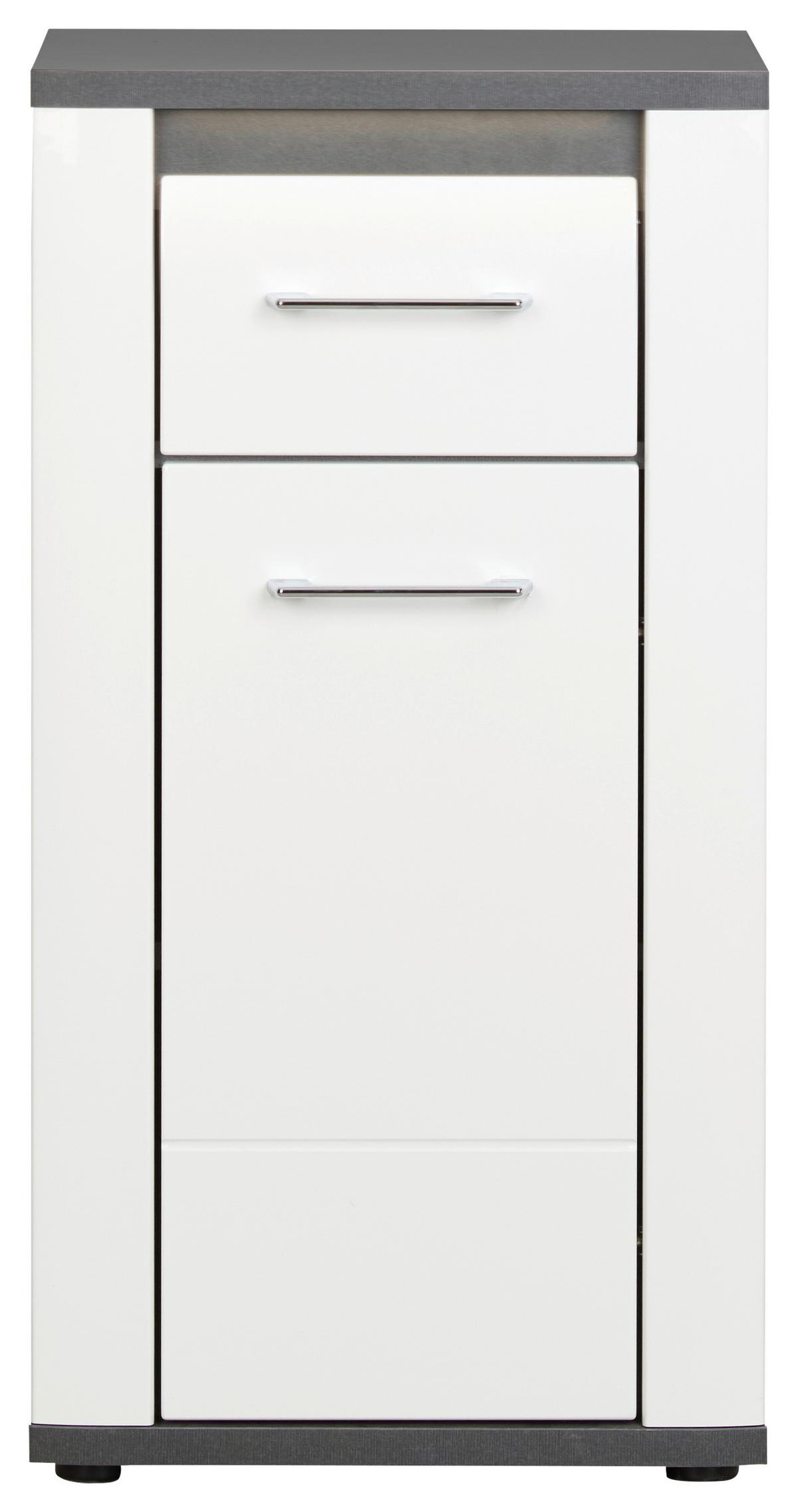 Unterschrank Mit Soft-Close + Led Alassio B: 42,4 cm, Weiß - Schwarz/Weiß, MODERN, Holzwerkstoff (42,4/81,8/33cm) - Luca Bessoni