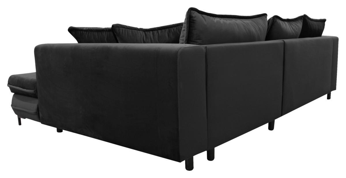 Eckschlafsofa Bello Schwarz Schlaffunktion Ottomane Rechts - Schwarz, Design, Textil (277/187cm) - Livetastic