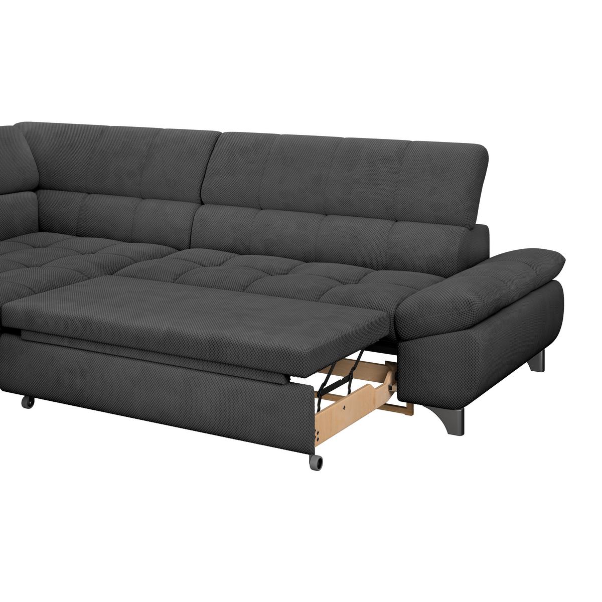 Ecksofa Gemini Schwarz, B: 234cm - Chromfarben/Anthrazit, KONVENTIONELL, Textil (234/312cm)