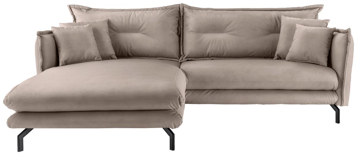 Ecksofa Lava Beige S: 180x255cm - Beige/Schwarz, MODERN, Textil (180/255cm) - Livetastic