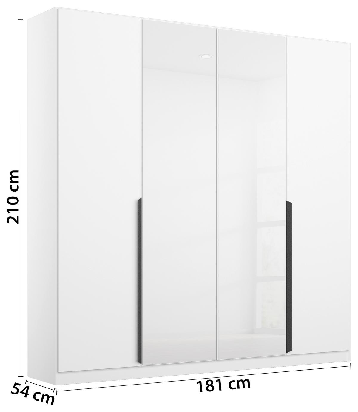 Drehtürenschrank Artemix 181 Cm Weiß - Weiß Hochglanz/Weiß, MODERN, Glas/Holzwerkstoff (181/210/54cm) - Rauch Möbel