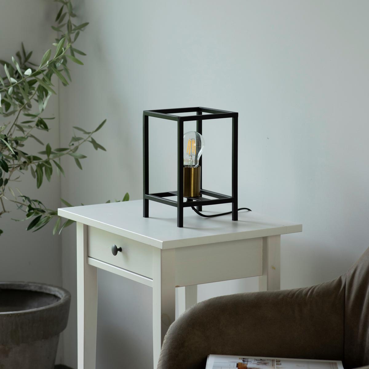 Tischlampe Fabio Messingfarben mit Schalter - Messingfarben, Design, Kunststoff/Metall (15/15/23,5cm)