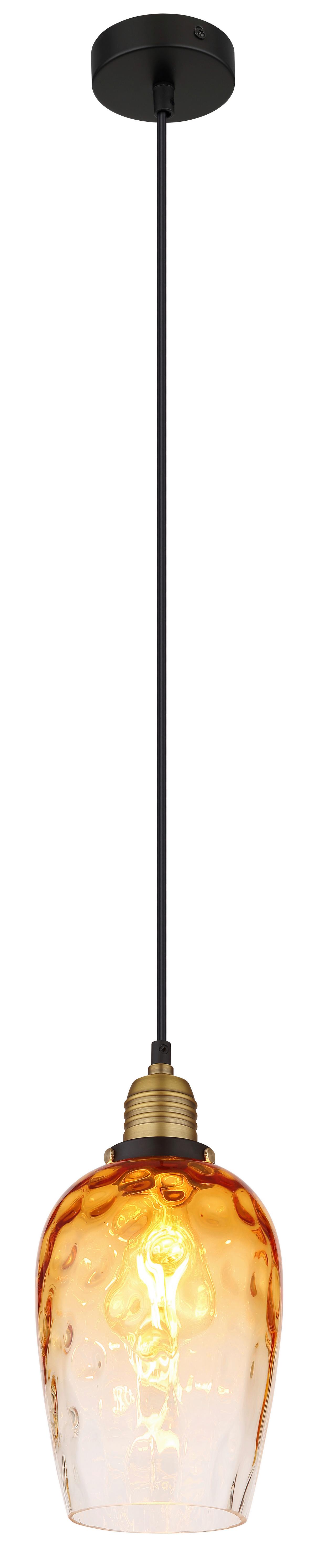 Hängeleuchte H: 120 Cm 1-Flammig - Klar/Messingfarben, Basics, Glas/Metall (15/120cm) - Globo