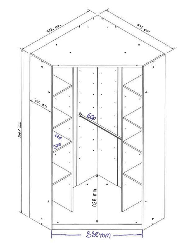 Weißer Eckschrank Mit 8 Einlegeböden