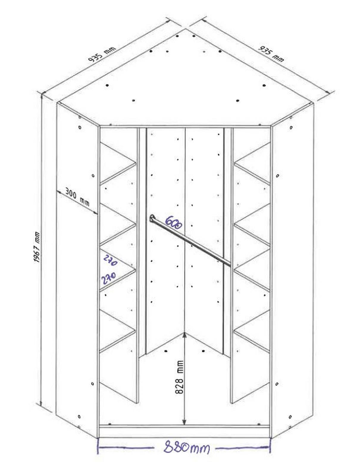 Eckschrank B: 95 Cm Osaka, Weiß - Weiß, KONVENTIONELL, Holzwerkstoff (95/198cm) - MID.YOU