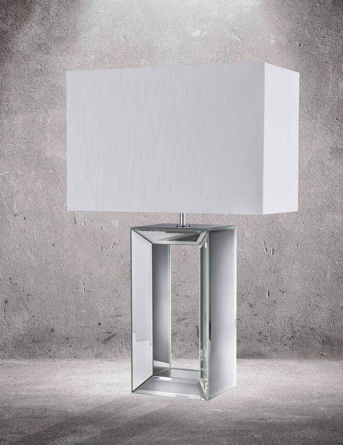Tischleuchte Eu1610 Mirror - Weiß, Design, Glas/Kunststoff (38/25/58cm)