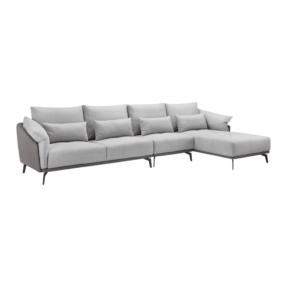 Sedací suoprava ELICIA šedá - černá/světle šedá, Moderní, kov/dřevo (364/88/172cm) - Bessagi Home