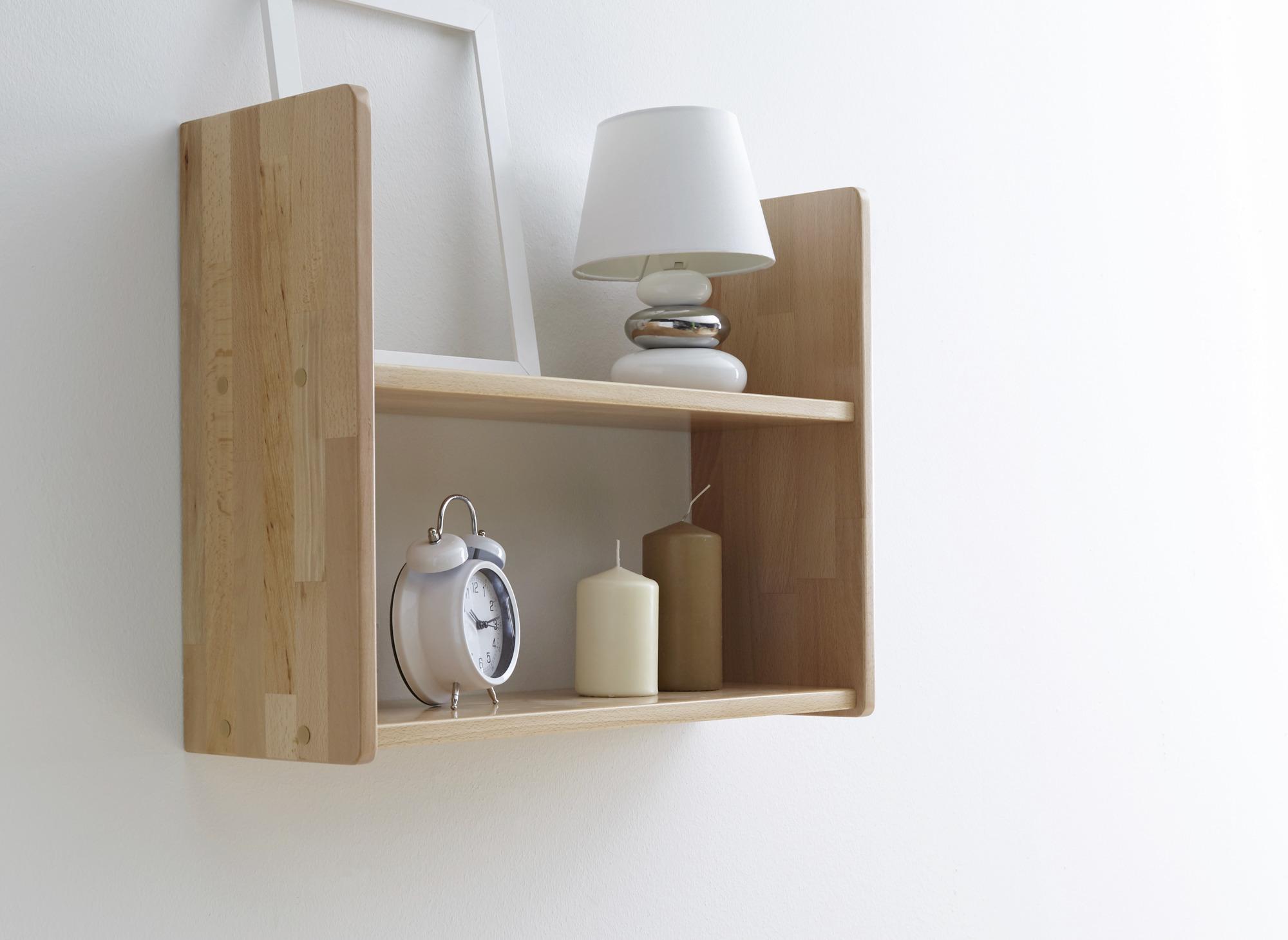 Wandregal Echtholz Massiv Buche Simone 60 cm Natur - Buchefarben, Basics, Holz (60/45/20cm) - MID.YOU