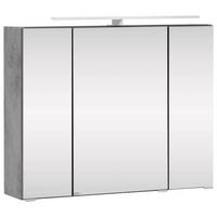Spiegelschrank Stockholm Mit Led 3-Türig Bxhxt: 80x64x20 Cm - Grau, KONVENTIONELL, Glas/Holzwerkstoff (80/64/20cm) - Held