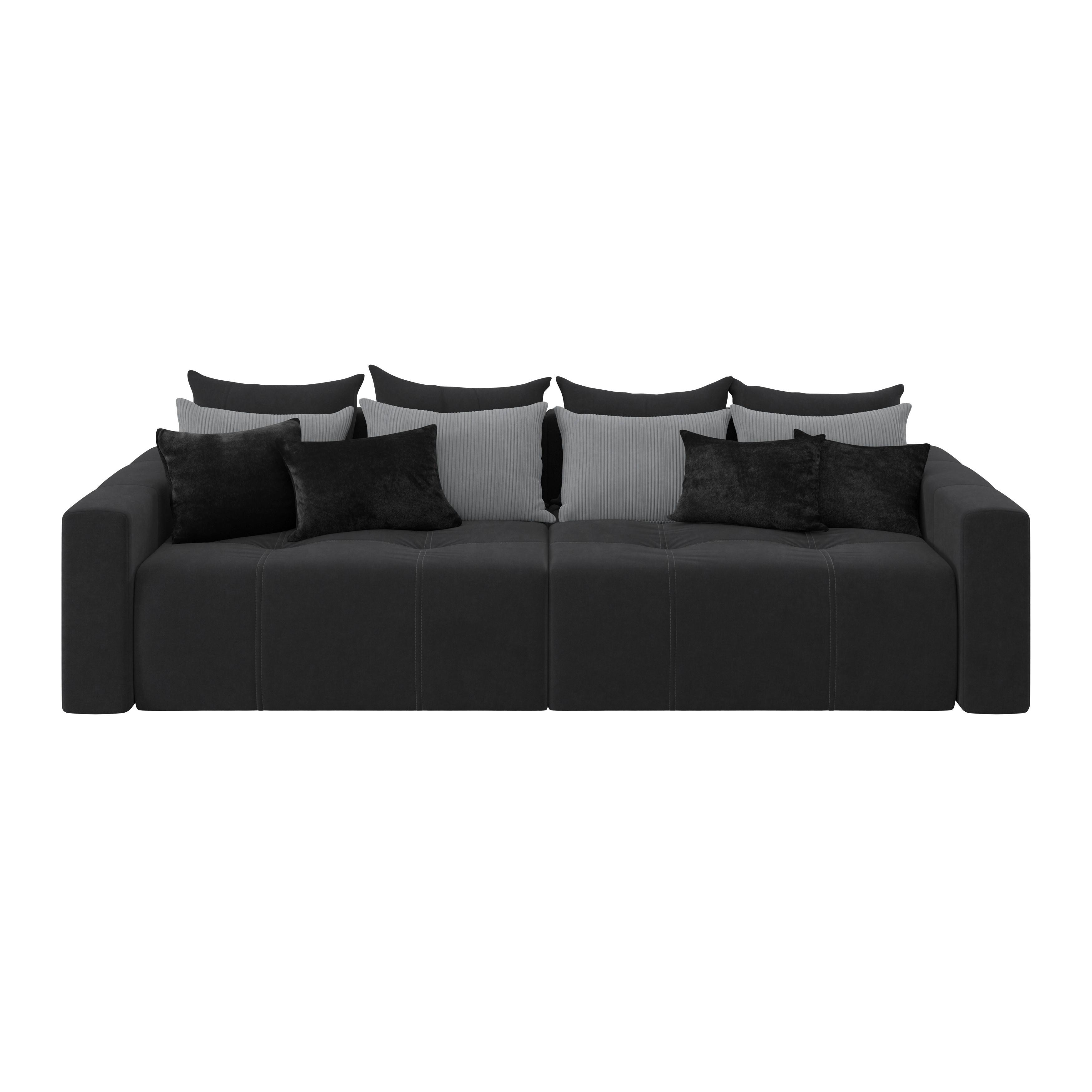 Big Sofa mit Schlaffunktion Hanna B: 280 cm Graphitfarben - Schwarz/Graphitfarben, MODERN, Textil (280/87/145cm)