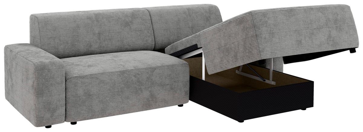 Ecksofa Wien, Grau S: 246x162 cm - Schwarz/Grau, MODERN, Textil (246/162cm) - Trendmanufaktur