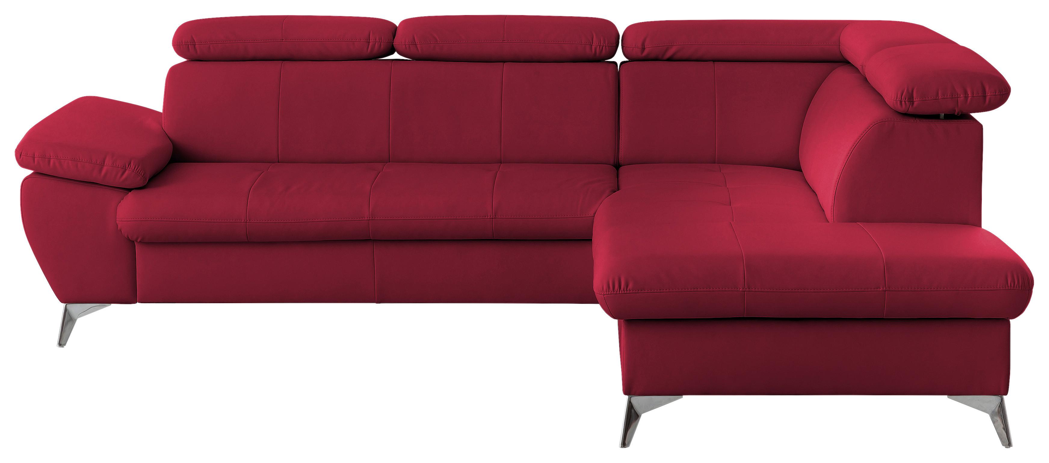 Ecksofa Mit Schlaffunktion Und Bettkasten Gisele Rot - Chromfarben/Rot, KONVENTIONELL, Textil (256/209cm) - Livetastic