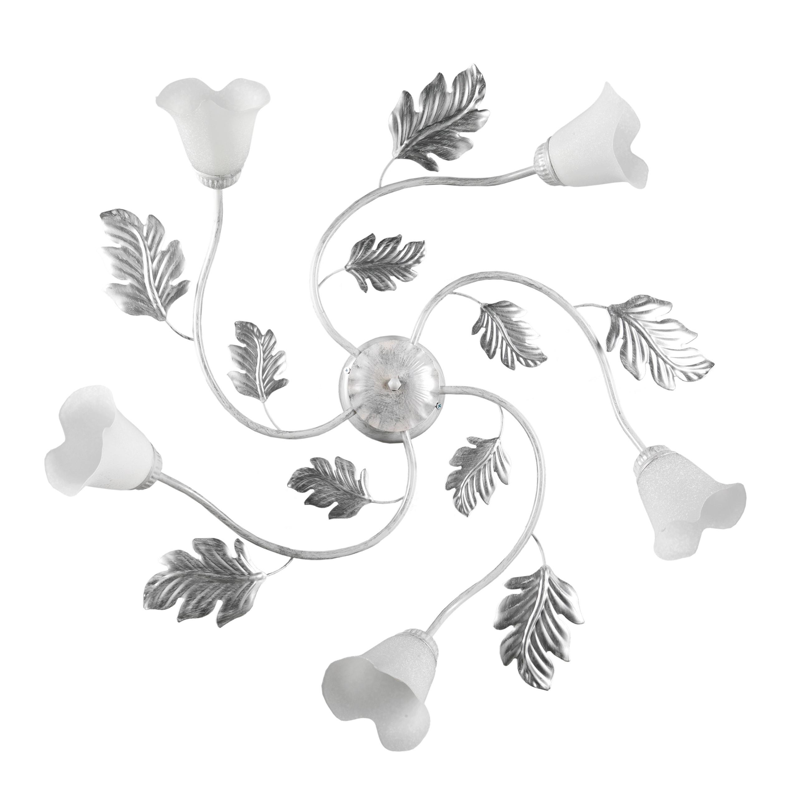 Deckenleuchte 4836/Pl5 - Silberfarben/Weiß, KONVENTIONELL, Glas/Metall (80/20cm)