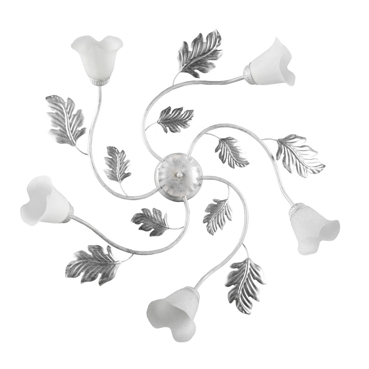 Deckenleuchte 4836/pl5 - Silberfarben/Weiß, KONVENTIONELL, Glas/Metall (80/20cm)