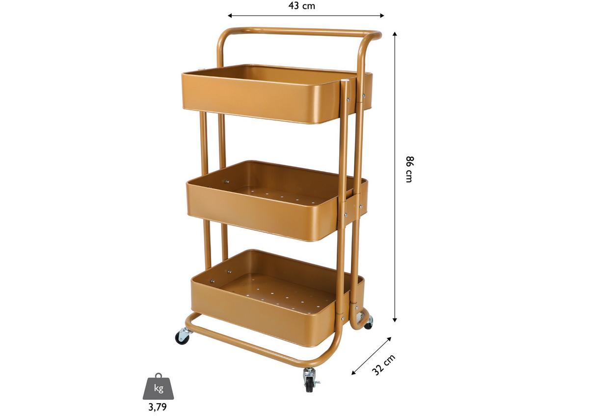 SERVIERWAGEN DANAO - Goldfarben, Basics, Metall (43/32/86cm) - Echtwerk