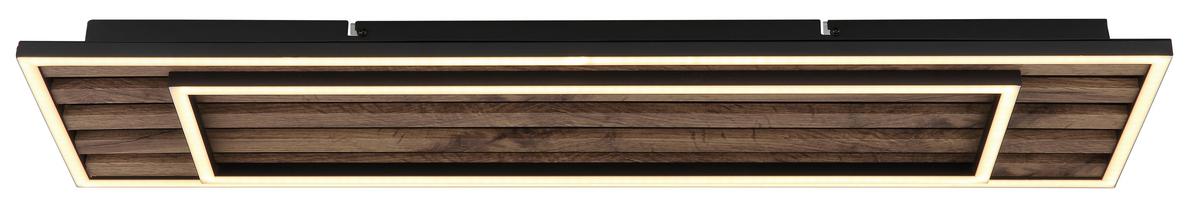 LED-DECKENLEUCHTE 67345D2 WOODY - Dunkelbraun/Schwarz, Natur, Holzwerkstoff/Kunststoff (80/20/6cm) - Globo
