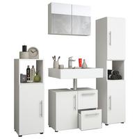 Badmöbel-Set 4- -Teilig. Flandu B: 123 cm Weiß - Weiß, KONVENTIONELL, Holzwerkstoff (120cm) - MID.YOU