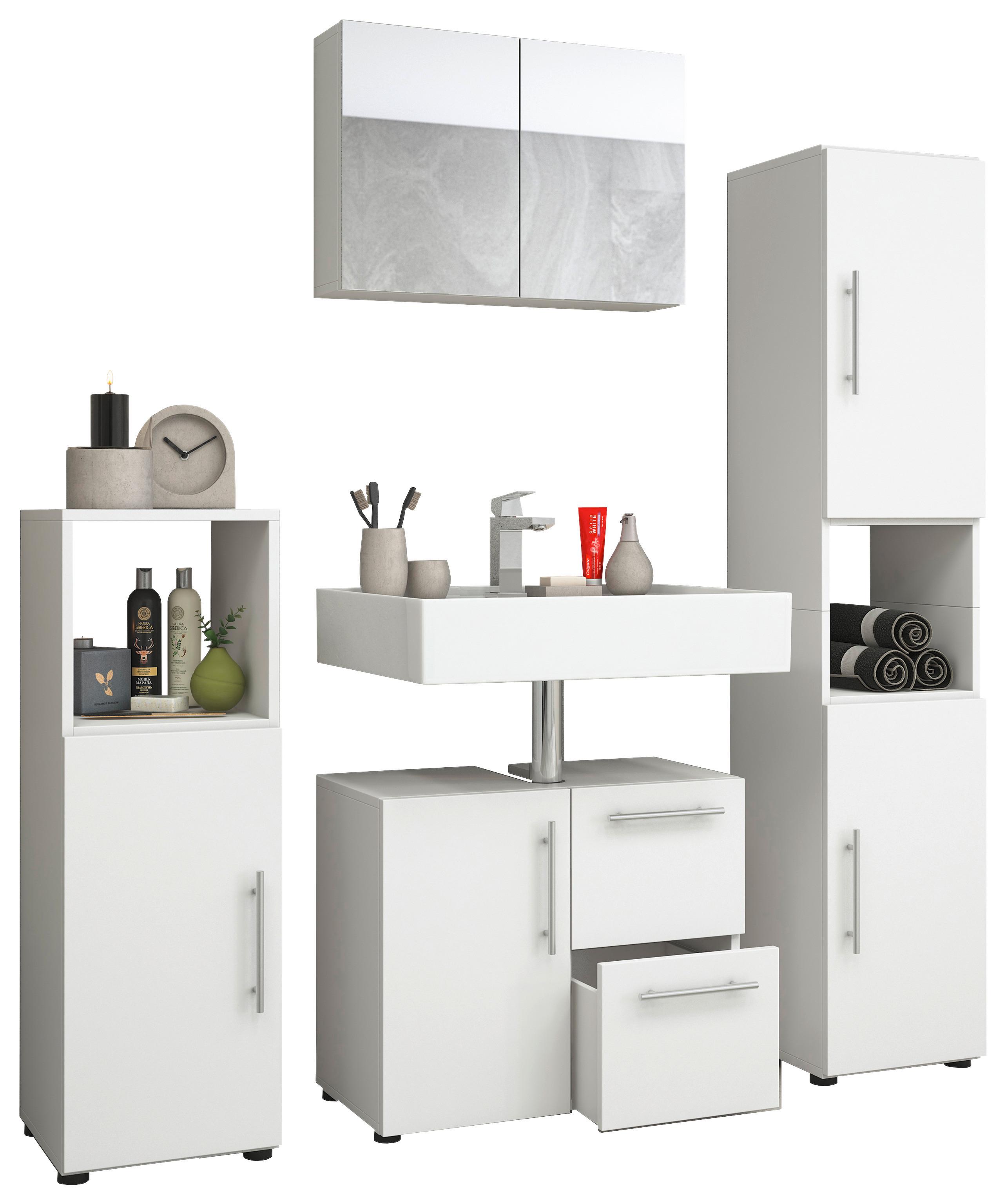 Badmöbel-Set 4- -Teilig. Flandu B: 123 cm Weiß