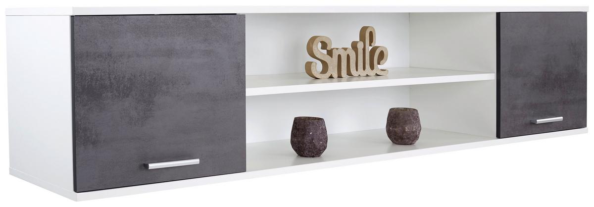 Hängeelement Star B: 204 cm Weiß/Betonoxid + Offene Fächer - Dunkelgrau/Weiß, KONVENTIONELL, Holzwerkstoff (204/40,6/38cm)