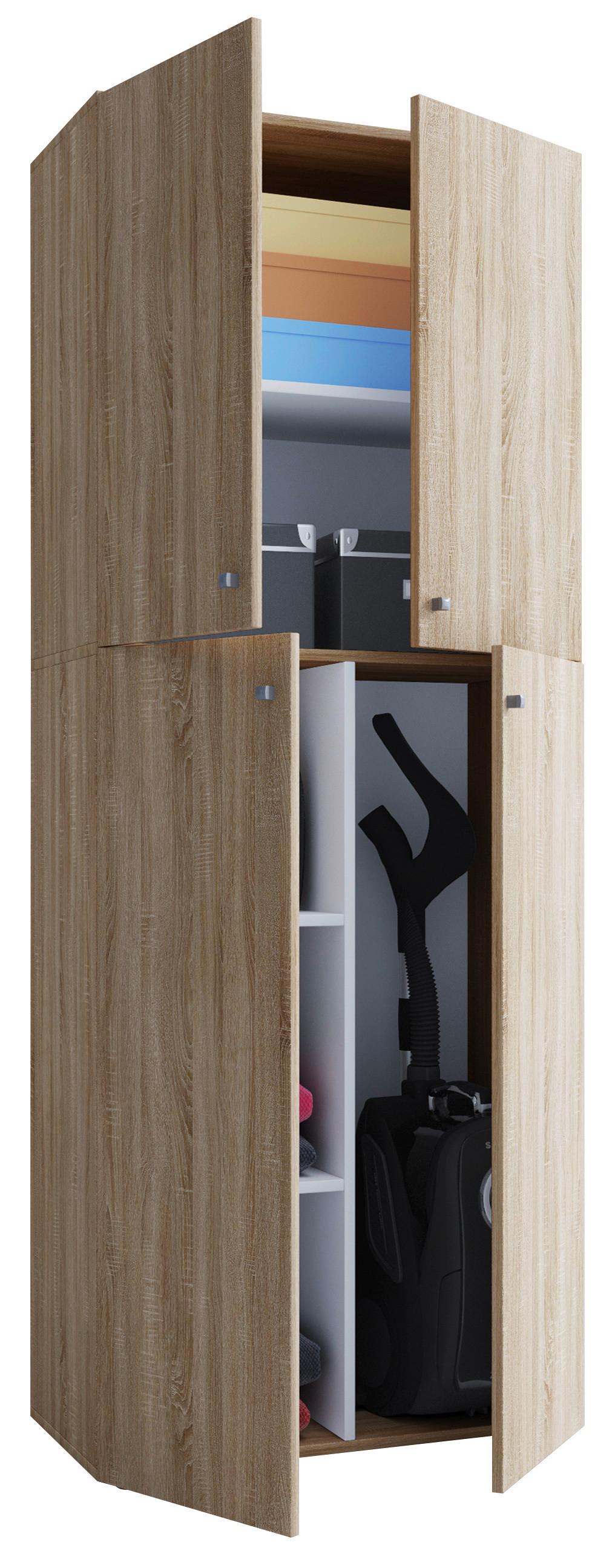 Mehrzweckschrank Lona Eiche Dekor BxH 70x182 cm - Eichefarben/Weiß, KONVENTIONELL, Holzwerkstoff (70/182/37cm) - MID.YOU